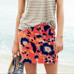 J Crew Floral Print Linen/Cotton Mini Skirt